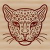 A close-up illustration of a wild ocelot's head, showcasing its distinctive markings.