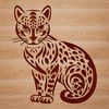 An SVG illustration of an ocelot in a naturalistic pose.