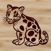Vector Design Ocelot Portrait A sitting wild animal, a big cat with distinctive markings, depicted as a vector design.