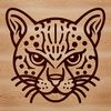 Ocelot Face Illustration Vector Art A close-up view of an ocelot's head, showcasing its distinctive markings and features.