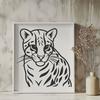 A large wild cat with distinctive markings and spots in its fur, depicted as a vector illustration.