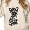 Free Vector Art of a Large Feline A large wild cat with distinctive markings sits on the ground.