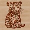 A realistic illustration of a sitting ocelot with a wild and exotic appearance.