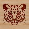An SVG vector graphic design featuring the profile of an ocelot, a medium-sized big cat native to Central and South America.