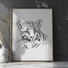 Central American Big Cat Portrait An illustration of the head of a wild ocelot, a medium-sized big cat native to Central and South America.