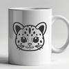 Simple Line Drawing Big Cat Portrait A simple line drawing illustration of a wild ocelot's head, a type of big cat.