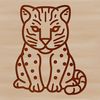 A close-up illustration of an ocelot sitting in a natural environment, showcasing its fur and facial features.