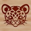 Distinctive Feline Features Illustration Close-up illustration of a wild ocelot's head with distinctive markings and features.