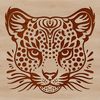 Beautiful Wild Cat Portrait Close-up illustration of a wild ocelot's head, featuring distinctive facial markings.