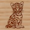 Wild Cat Silhouette with Distinctive Markings A sitting big cat with distinctive markings, resembling a wild animal from South America.