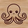 Adorable Sea Creature Design A simple line drawing of an adorable octopus in a playful pose.