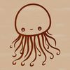 An illustrated sea creature, an octopus with simple lines and cute facial expression.