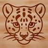 Simple line drawing of a big cat's head, a wild animal native to the Americas.