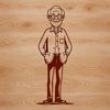 A simple line art illustration of an older male figure.