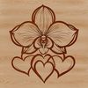 Beautiful Blooming Orchid Plant A detailed illustration of a blooming orchid plant with intricate petals and stem.