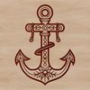 Ornate Nautical Decor Icon A detailed illustration of a classic anchor with ornate details suitable for nautical-themed designs.