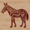 An ornate illustration of a standing donkey as a vector design element.