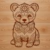 Ornate Wildlife Artwork A stylized illustration of a sitting bear with intricate details and ornaments.