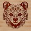 An ornate design featuring a bear in profile, suitable for graphic projects.