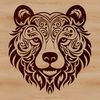 Beautiful Bear Head Clip Art An ornate illustration of a bear's head featuring intricate details.