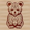 Ornate Animal Vector Art An ornate illustration of a bear sitting in a regal pose, suitable for vector design projects.