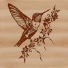 A colorful illustration of a hummingbird in flight, surrounded by ornate floral patterns.