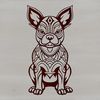 Vector illustration of a seated Boston Terrier dog in ornate style.
