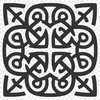 Celtic knotwork pattern featuring intricate ornate shapes and motifs in a vector format.
