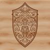 A decorative shield design featuring intricate patterns and details, ideal for vector art projects.