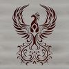A stylized illustration of a mythical phoenix with ornate details.