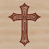 Ornate silver cross with intricate details, suitable for religious or spiritual contexts.