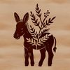 Elegant Donkey Silhouette with Floral Accents Ornate floral patterned donkey standing on its hind legs.
