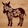 A standing donkey with ornate floral patterns and details, suitable for vector art and cutting machine designs.