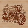 An intricate vector design of a motorbike with decorative elements.