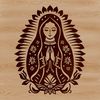 Ornate Floral Iconography Image of Virgin Mary with ornate floral details in a traditional religious art style.