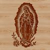 Religious iconography featuring the Virgin Mary in a detailed, vector-based design.