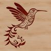 A stylized vector image of a hummingbird, featuring intricate details and ornate design elements.
