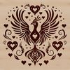 Ornate Phoenix Design A mythical phoenix surrounded by ornate decorations, with love hearts intertwined in its design.