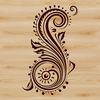 A stylized ornate paisley shape with intricate details suitable for various design applications.