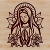 Virgin Mary Ornate Floral Design A stylized illustration of the Virgin Mary in ornate floral patterns, suitable for various graphic design projects.
