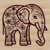 Stylized Elephant Clip Art A stylized standing elephant with ornate floral patterns on its body.