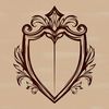 An ornate shield with a stylized design, suitable for vector art or clip art projects.