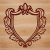 Ornate shield design for crafting and design projects.