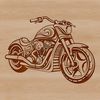 A stylized illustration of a motorcycle with intricate details.