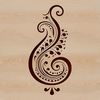 A stylized ornate shape featuring a paisley design, suitable for vector graphics and various digital applications.