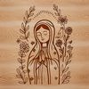 Religious vector art design featuring the Virgin Mary in intricate detail.