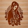 A vector representation of the Virgin Mary in traditional religious art style.