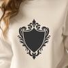 Ornate Shield Design A detailed shield design suitable for crafting and DIY projects featuring intricate details.