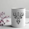 Ornate Wildlife Vector Art A detailed vector illustration of a deer's head with intricate features.