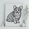 Ornate Sitting Corgi - PNG